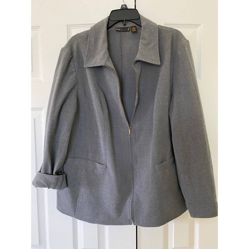 Grace Elements Zip Front Jacket Women 18W Gray Professional Career Office